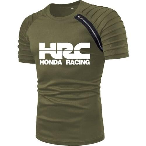 Casual Mens short sleeve HRC race motorcycle Car Logo printing short sleeve high quality Summer Cotton Mens T-shirt