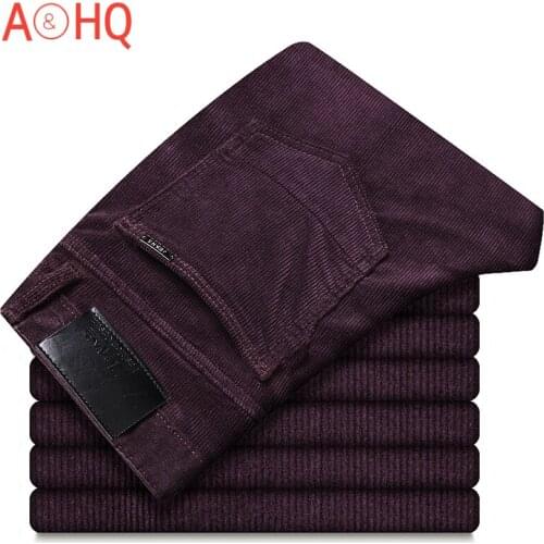 Mens Classic Fit Flat Front Pant Casual Mid-Rise Corduroy Trousers Men Black Khaki Brown 2021 Summer