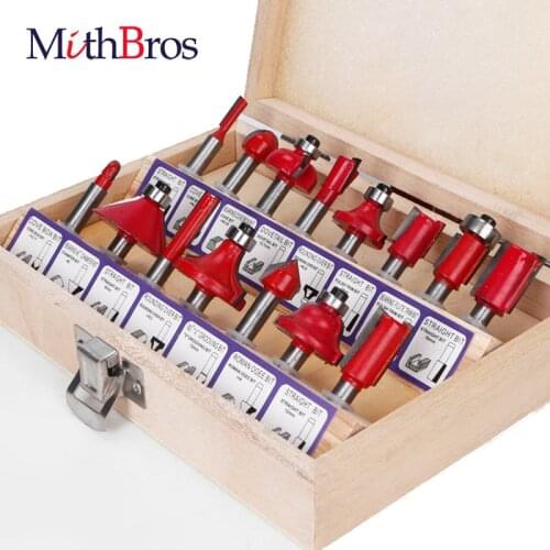 MithBros Woodworking Milling Cutters Set 1/4'' Shank Carbide Router Bit for Wood Cutters Engraving Bit Trimming Cutting Tools