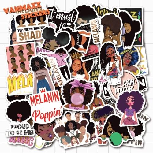 VANMAXX 50 PCS Fudakochis Song Melanin Poppin Themed Graffiti Stickers Waterproof PVC Decal for Laptop Helmet Bicycle Luggage