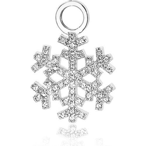 Valori Jewels Snowflake, Zirconia White Gemstone, Rhodium Plated, Sterling Silver Earring Charm