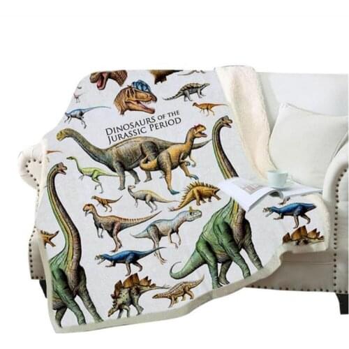 Bedding Outlet Dinosaur Fluffy Blanket Jurassic Soft Blanket Boys 3D Animal Sherpa Blanket Tyrannosaurus Fleece Blanket style-3