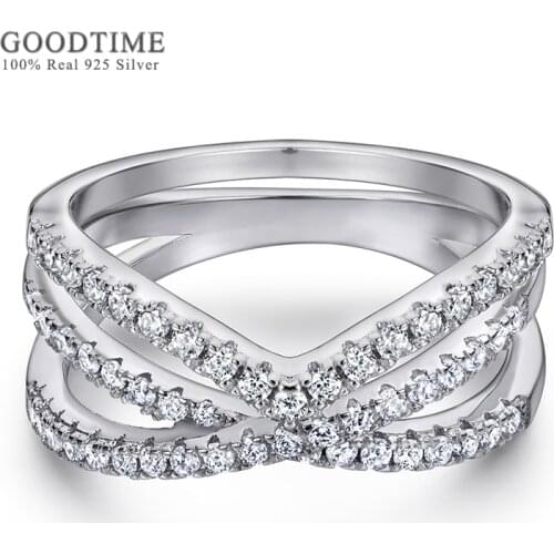 Luxury Women Ring Set Pure 100% 925 Sterling Silver Rhinestone Engagement Ring Jewelry Accessories Anniversary Gift For Party