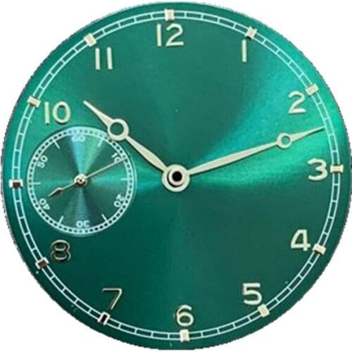 Green+Silver 0.4mm Ultra Thin 37mm Watch Dial With Hands for ETA 6497 ST3600 Movement Replacement Accessories Green Face