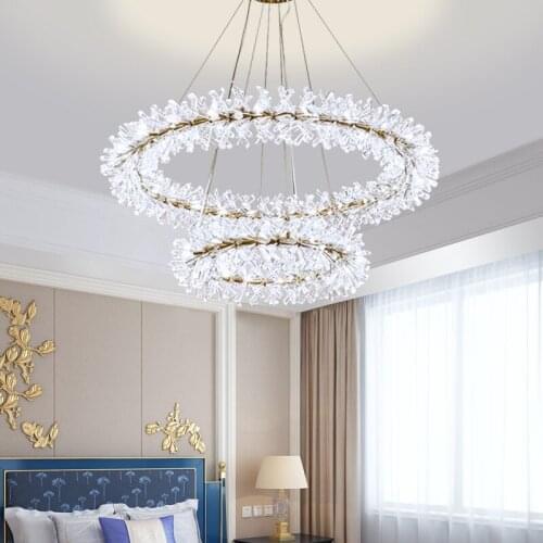 Modern indoor Crystal Chandelier lighting Luxury Ring Chandelier Decoration Rings DIY Hanging Lamp for home decor 110v 220v