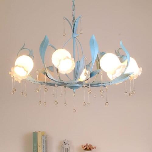 Chandelier Glass Pendant Light Flower and Princess\s Bedroom Living Room Lamp