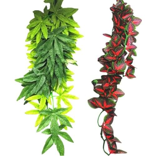Reptile Terrarium Plant Decoration Reptile Plants With Suction Cup For Amphibian Lizard Snake Climbing Pets Tank Habitat Decor