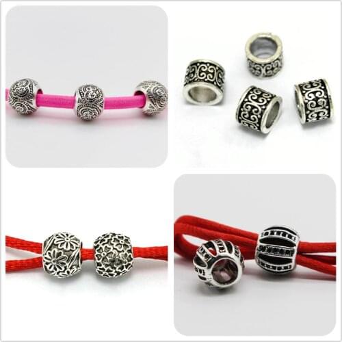 Tibetan silver Vintage big-hole pattern drum beads metal charm spacer beads DIY bracelets,necklaces,jewelry making loose beads