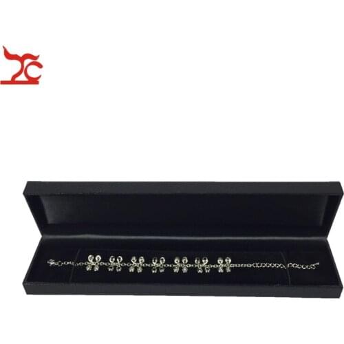 High End Jewelry Display Box Black Lizard Pattern Leatherette Wedding Engagement Necklace Package Storage Gift Box 22.6*5*2.5cm