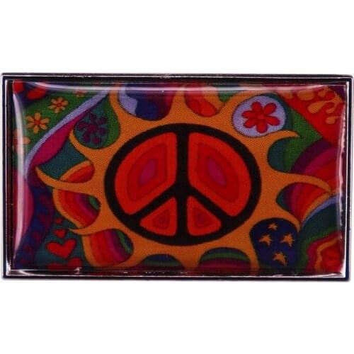 Peace Sign Enamel Pins Abstract Color Pattern Flower Badge Hippie Art Brooch Lapel Badge