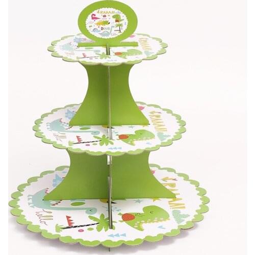 1PCS DIY Cartoon Lovely Colorful Dinosaur Cake Stand Theme Baby Kids boys girls Birthday Party Supplies Stands Kids Shower Favor
