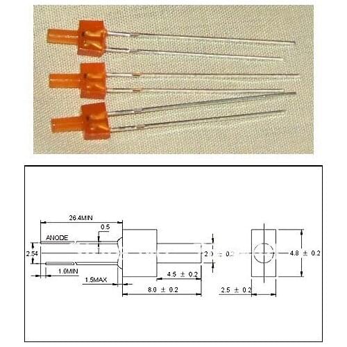 1000pcs/lot 2mm Orange Diffused LED