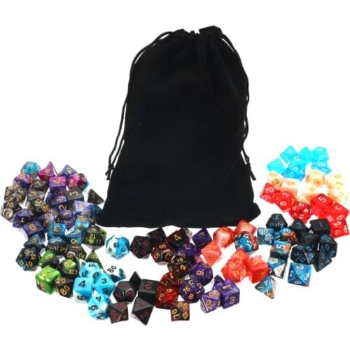 105 Pcs/Set Of Multi-sided Dice D4 D6 D8 D10 D12 D20 Side Cube Board Game Leisure Dice Toy Table Game With Storage Bag