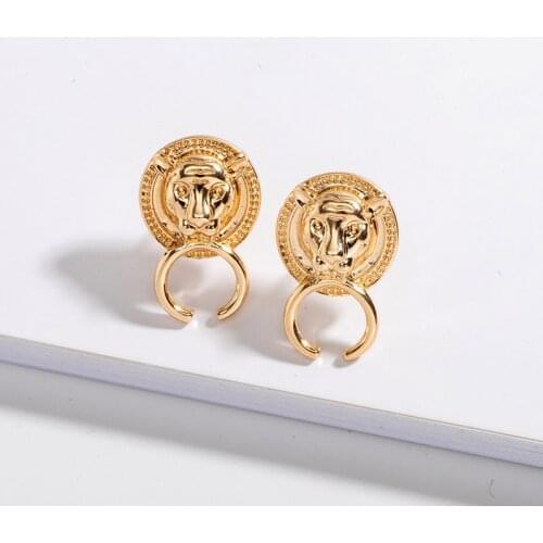 2020 Vintage Baroque Lion Head Earrings for Women Small Lion Head Drop Dangle Earrings Statement Women Jewelry Accessories