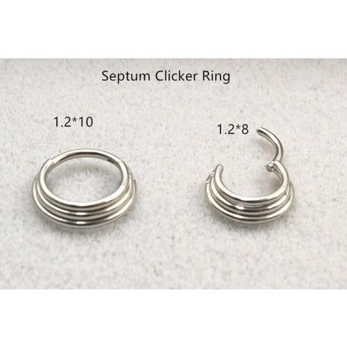 50pcs/lot Surgical Steel Twist Hinged Segment Ring Clicker Cartilage Nose Hoop Septum Rings 16GX8/10MM New
