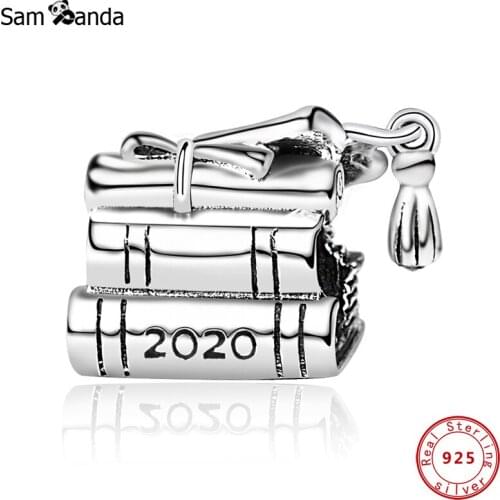 Authentic 925 Sterling Silver Charms Beads 2020 Graduation Books Charm Fit Original Bracelets Women DIY Jewelry