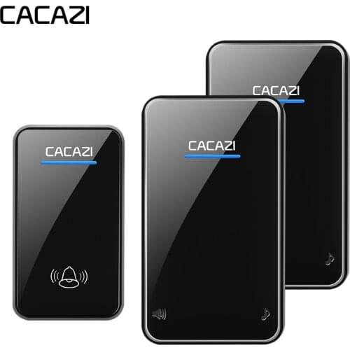 CACAZI Wireless Doorbell Waterproof Smart 300M Remote LED Button Transmitter Home Calling Bell 48 Chimes 6 Volume US EU UK Plug