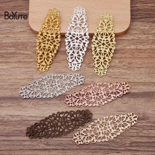 BoYuTe (50 Pieces/Lot) 24*64MM Metal Brass Filigree Flower Materials Diy Hand Made Jewelry Findings Component Wholesale