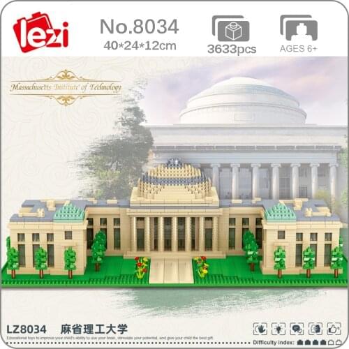 CB Lezi 8034 World Architecture USA University School 3D Model DIY Mini Diamond Blocks Bricks Building Toy For Children No Box