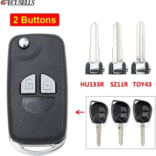 2 Button Folding Remote Key Shell Case SZ11R / TOY43 / HU133R HU87R Blade for Suzuki Grand Vitara Swift Ignis SX4 Liana Alto