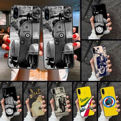 Vespa Scooter Motorcycle Phone case For Huawei Honor 6 7 8 9 10 10i 20 A C X Lite Pro Play black tpu prime trend bumper art