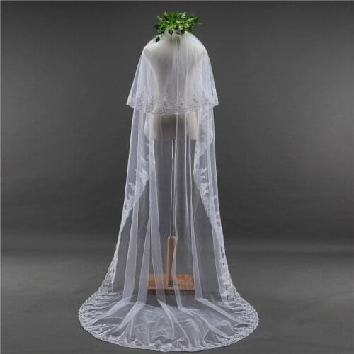 Bride Veil 2021 New Wedding Veil With Comb Classic Lace Edge One-layer Appliqued Blusher Veil Bridal Veils