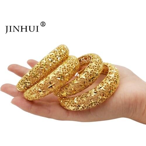 Jin Hui New Fashion lady Luxury Gold Color Jewelry Adjustable Bangles Ethiopian African Women Dubai Bracelet Party wedding Gifts