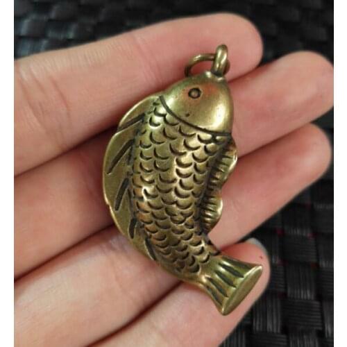 Chinas Archaize Brass Fish Small Pendant 4cm