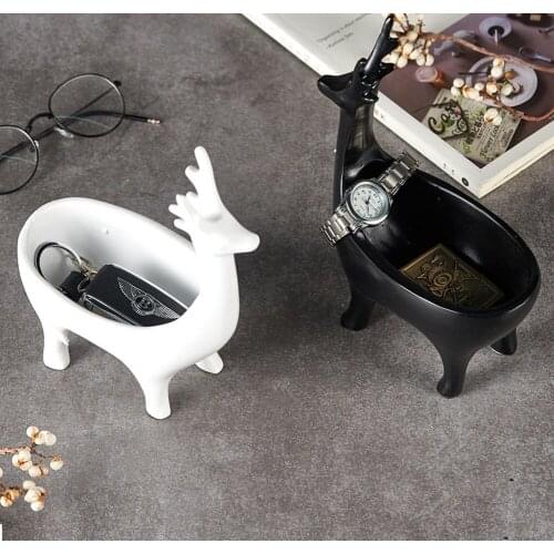 Living Room Wine Cabinet Key Storage Box Small Ornaments Modern Minimalist Decoration Creative Home Elk Resin Container Crafts