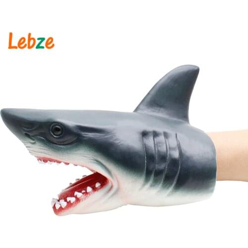 Shark Hand Puppet For Stories Non-toxic Soft Rubber Animal Head Hand Puppet Realistic Shark Model Figure Toy For Children Gift