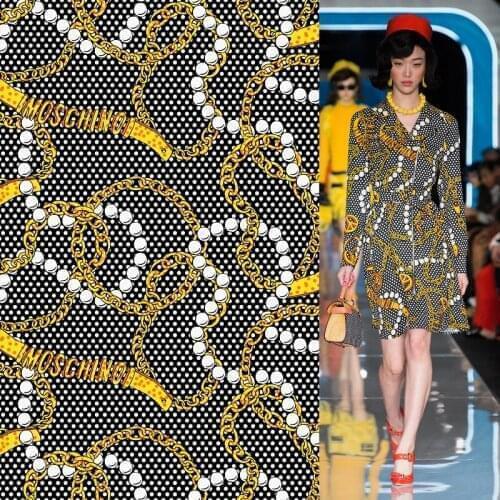 27 Styles Italian MS Logo Brand Fashion Digital Printing Material Summer Dresses 100% Polyester Fashion Custom Sewing Fabric