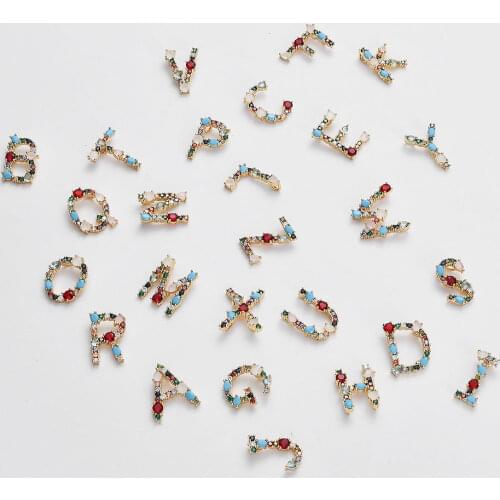 Multicolor Fashion Gold 26 Alphabet Pendant Charms From A-Z Micro Pave Zircon Initial Letter Couple Name DIY Jewelry Making