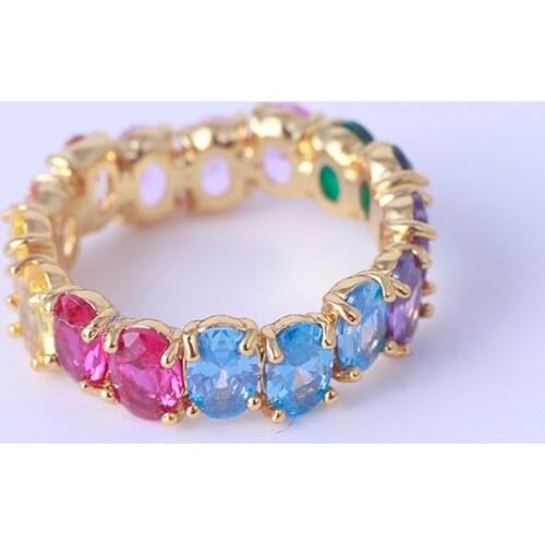Fashionable and simple multicolor zircon ring