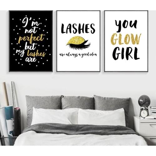 Fashion Lashes Wall Art Canvas Painting Poster And Print Modern Makeup Wall Art Picture For Salon Decor Girls Room Decor CH165