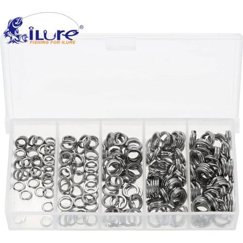 200 Pcs Fishing Split Rings Set Stainless Steel Connection Ring Hook Lure Connectors Double Loops Crankbait Fishing Accessories