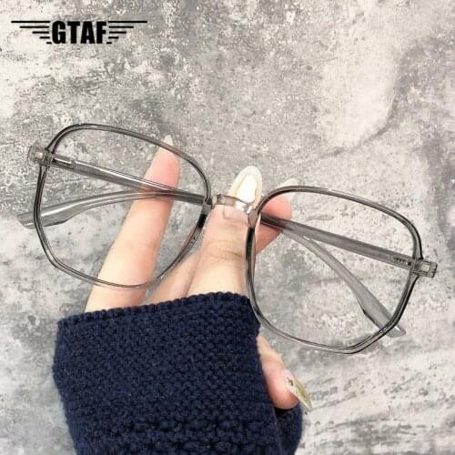 2020 New Anti-Blue Light Flat Glasses PC Irregular Polygon Womens Oversized Nearsighted Eyeglasses 0 -1.0 To -6.0