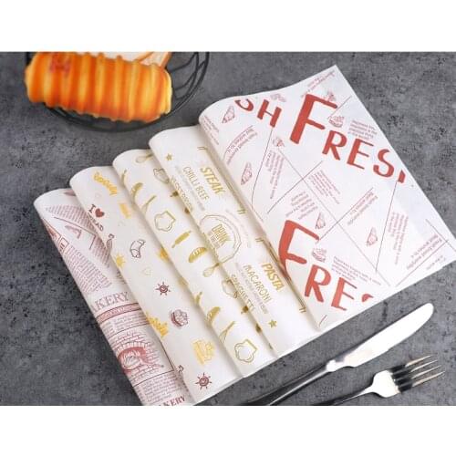 100 Pcs 26x36cm Wax Paper Food Grade Disposable Wax Paper Bread Fries Sandwich Burger Wrapping Paper Oil-proof Customizable