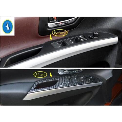 Carbon Fiber Look Armrest Window Glass Lift Button Panel Cover Trim 4 Pcs Fit For Suzuki Sx4 s-cross 2014 - 2020 Accessories
