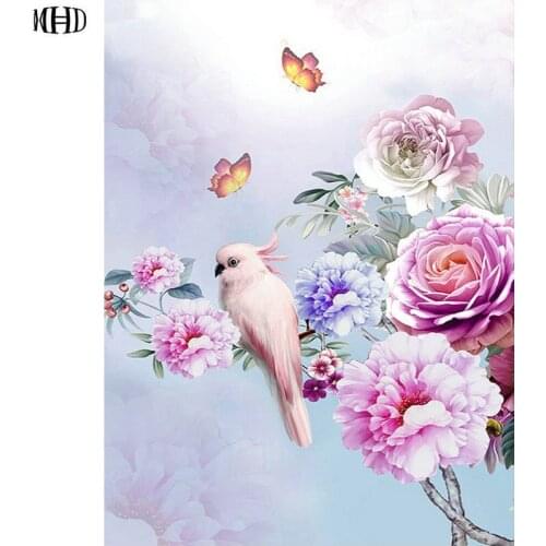 Full Square 5d diy Diamond Painting Flowers & Parrots Square & Round Diamond Mosaic 3d Diamond Cross Stitch Rhinestone Decor