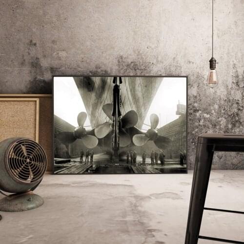 Titanic Poster Prints RMS Titanic Propeller Wall Art Canvas Painting Sepia Picture Classic Movie Posters Living Room Home Decor