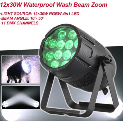 New 12x30W RGBW 4IN1 LED Waterproof Wash Beam Zoom Light Bee Eye Par Lights Projector For DJ Disco Party Stage Ball