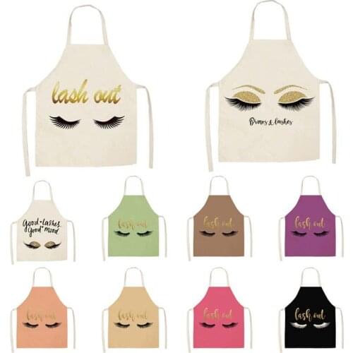 Eye lashes Printed Kitchen Apron Kids men women Chef Cooking Aprons Cotton Linen Waist apron cleaning DD190