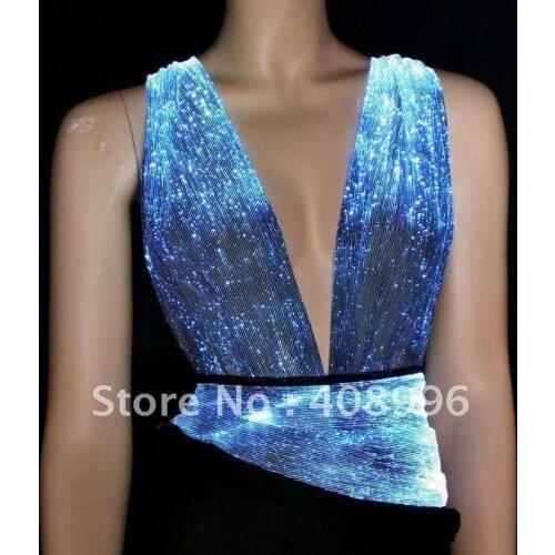 Sexy optical fiber luminous Vest for performance/fashion show/Singular dress/Show Clothing