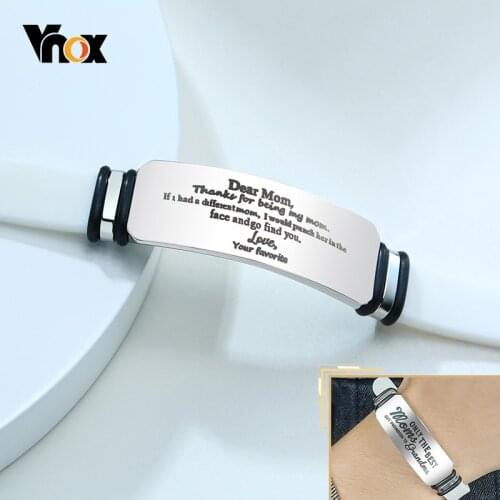 Vnox Family Love Personalize Silicone Bracelets for Men Women Jewelry Custom Casual Stainless Steel Anniversary Gifts