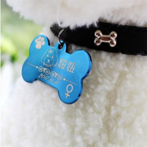Dog Identity Card Bone Metal Pet Card Cat Dog Tag Pet Collar Accessories ID Tag Name Phone Pet Supplies