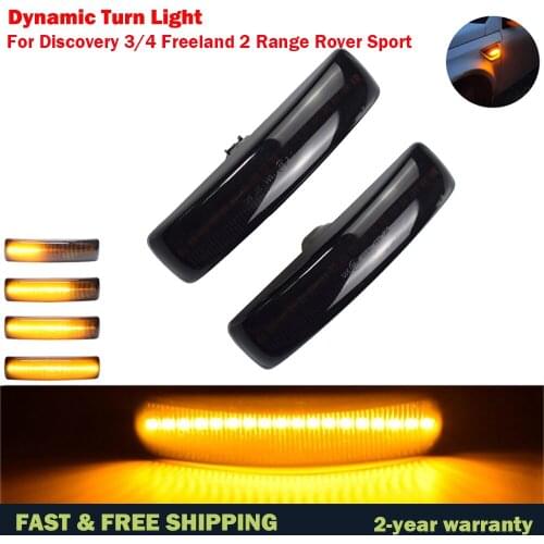 2Pcs Amber Dynamic LED Front Side Marker Turn Signal Light Lamp For Land Rover Range Rover Sport L320 Discovery 3/4 Freelander 2