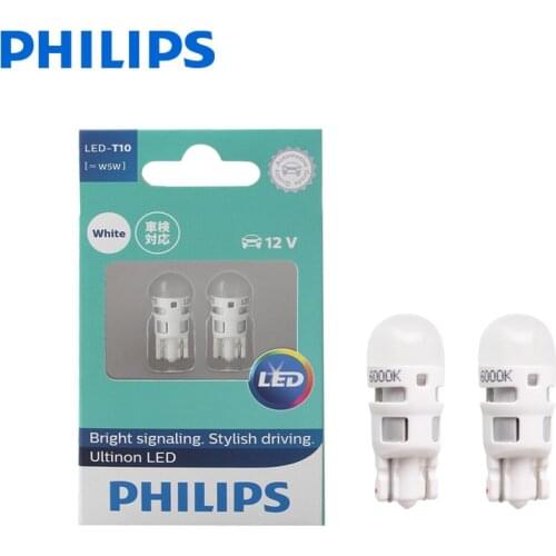 2X Philips Ultinon LED T10 W5W 194 12V 11961ULWX2 6000K Cool White Car Turn Signal Lamps Interior Light Clearance Light