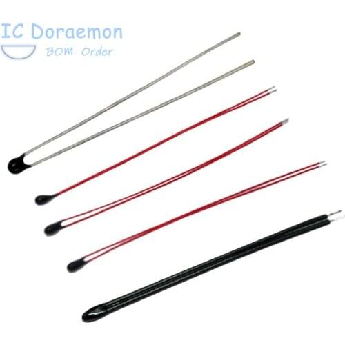 10PCS MF52B MF52D NTC 10K 100K Thermistor Thermal Resistor B3950 B3435 50mm 60mm 80mm 100mm Resistance Red Black