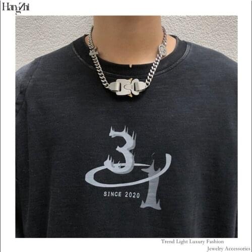 European and American Hipsters Hip-hop Thick Chain Metal Lock Necklace Cool High Street Short Locomotive Buckle Clavicle Chain