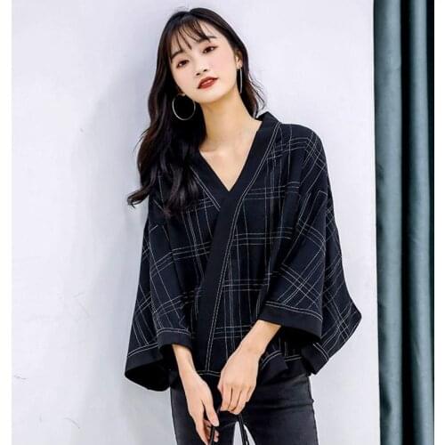 Traditional Japanese Clothes Kimono Cardigan Women Haori Girl Harajuku Streetwear Vintage Loose Asian Yukata Black Coat 31188